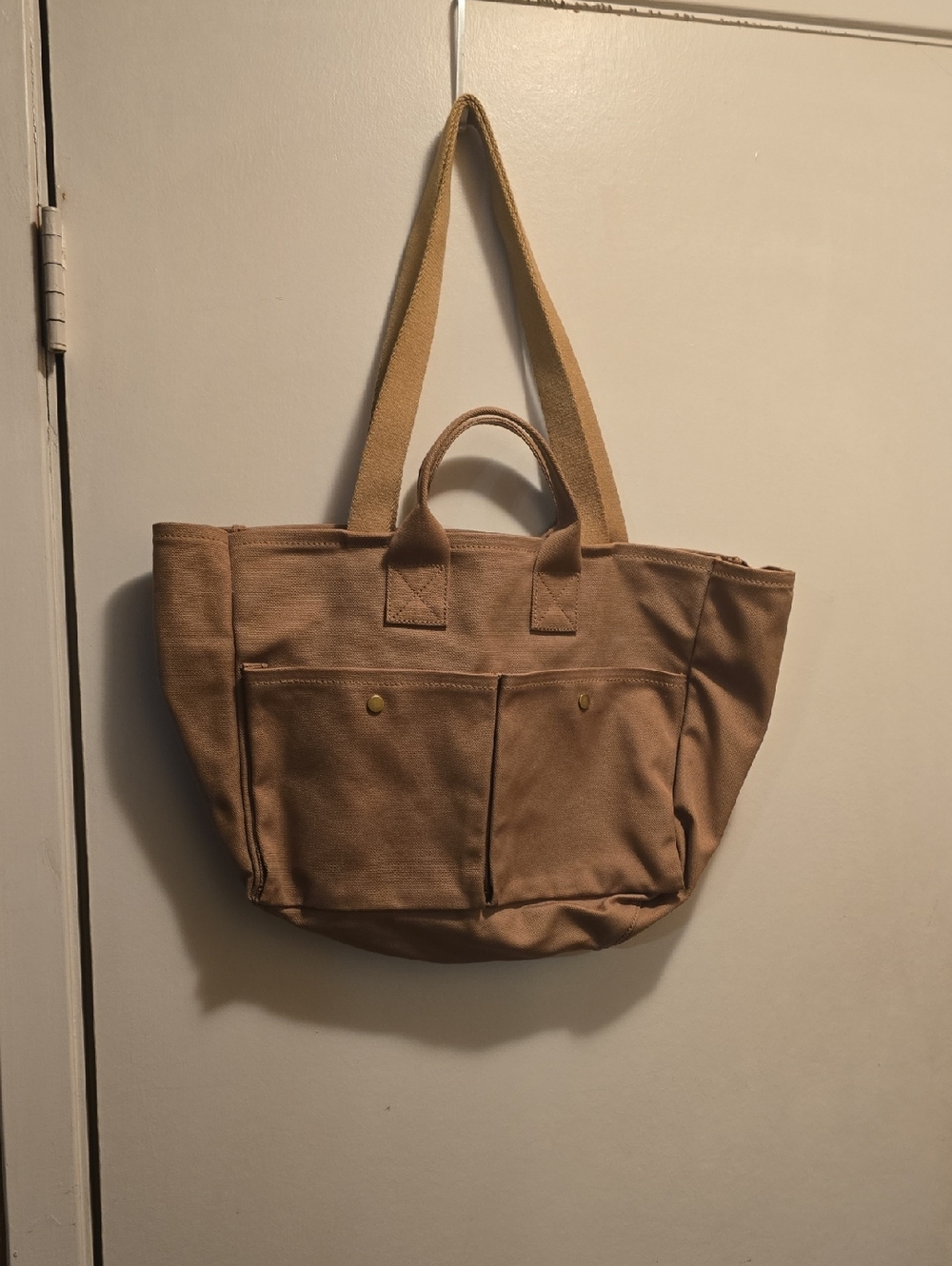 Madewell  Canvas Tote Bag in Tan - Casual Utility Shoulder Tote